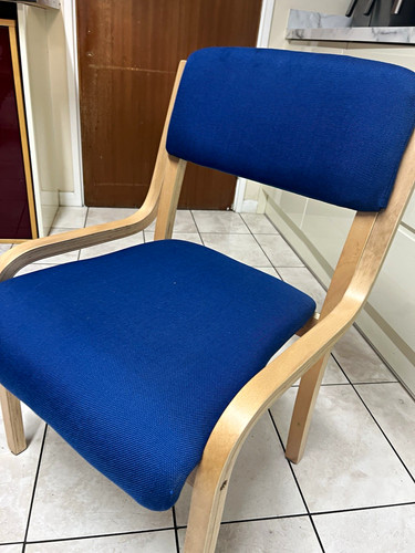 Blue upholstered light wood - blue,